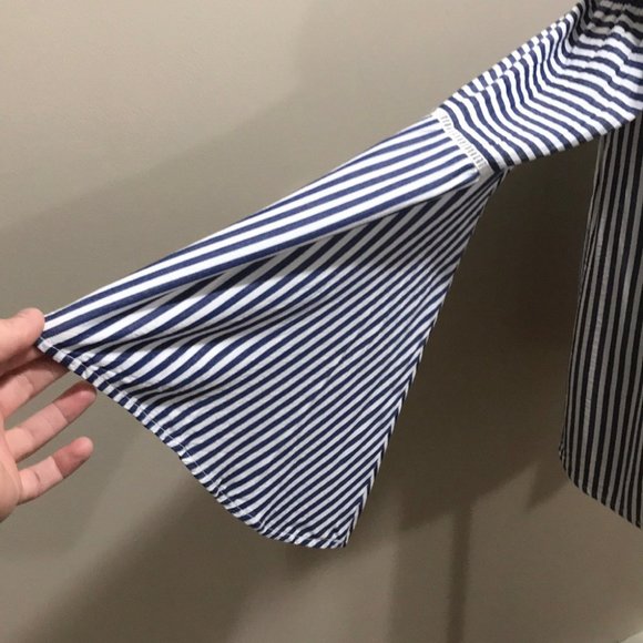 {Forever 21} Bell Sleeve OTS Striped Blouse - Picture 5 of 9